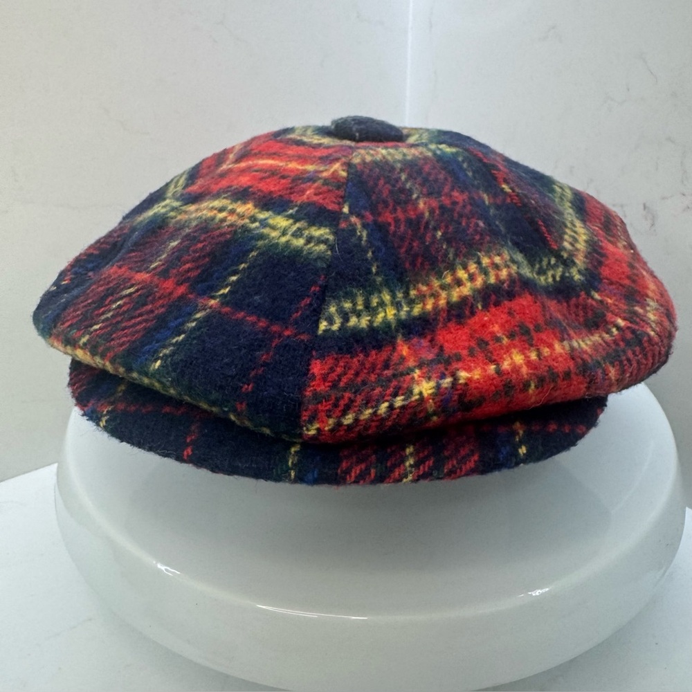 Vintage Wool Plaid Newsboy Cap Seeberger-Style Made in USA Tartan Size Small New